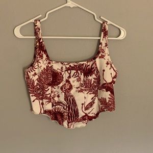 White crop top with mushrooms